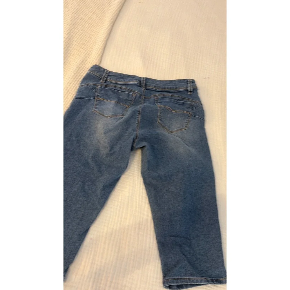 D.Jeans‎ Womens Size 12 Blue Medium Wash Stretch Denim Capri Cropped Denim pants